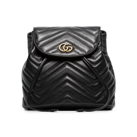 Gucci Chevron Marmont Leather Backpack in Black NEW WITH DUSTBAG - Picture 1 of 10
